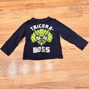 The Childrens Place Tricera Boss Dinosaur Long Sleeve Shirt Toddler 18-24 m Navy